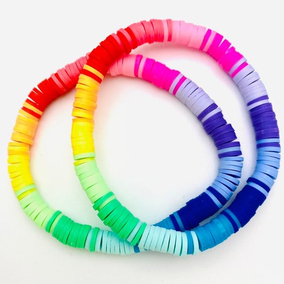 Rainbow Heishi Stretch Bracelet - Picture 2 of 2